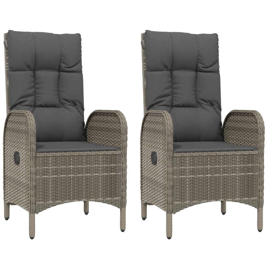 VidaXL Outdoor Chairs 2 Pcs Poly Rattan Grey