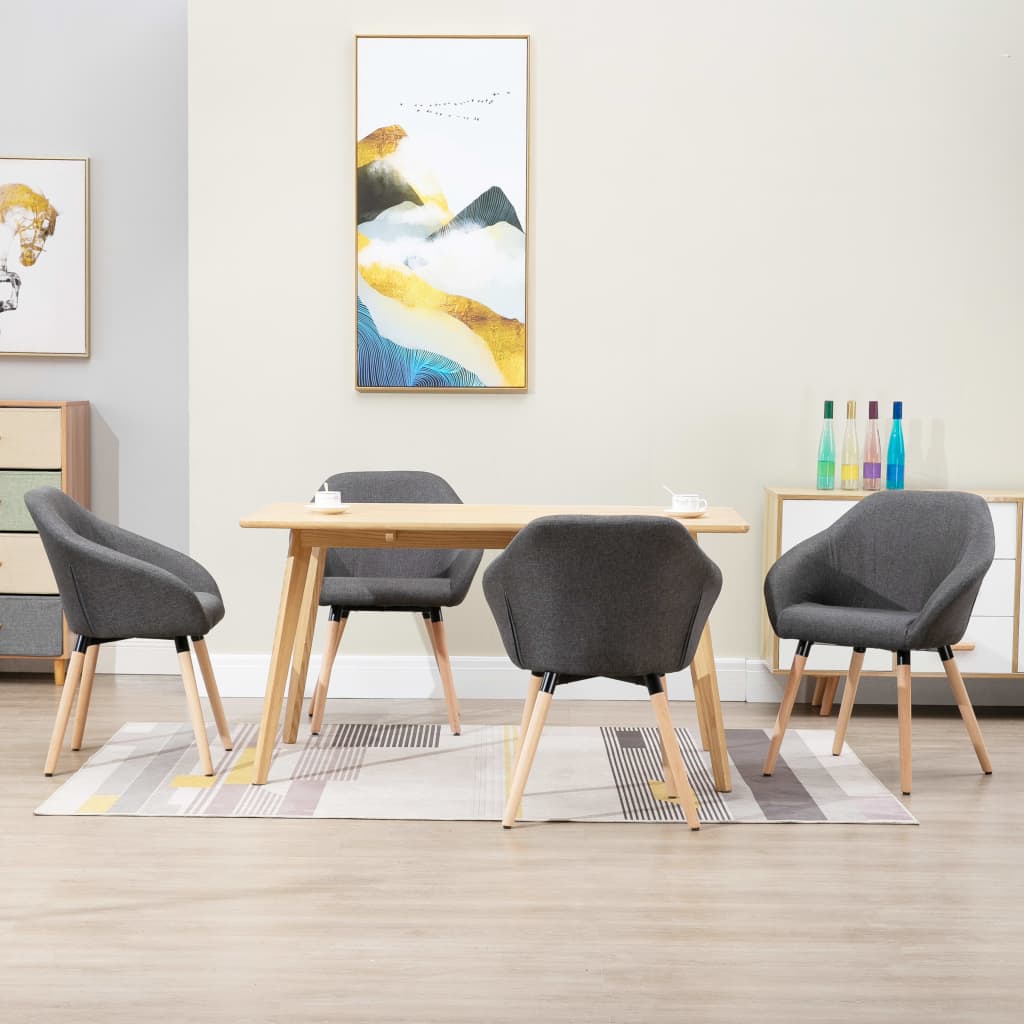 vidaXL Scaune de bucătărie pivotante, 4 buc., gri închis, textil
