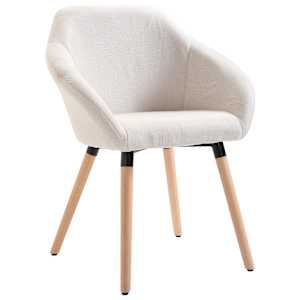vidaXL Eetkamerstoelen 6 st stof cr&egrave;me
