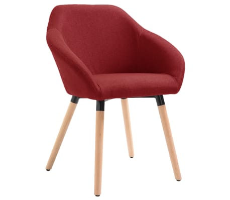 vidaXL Valgomojo kėdės, 6vnt., raudonojo vyno spalvos, audinys