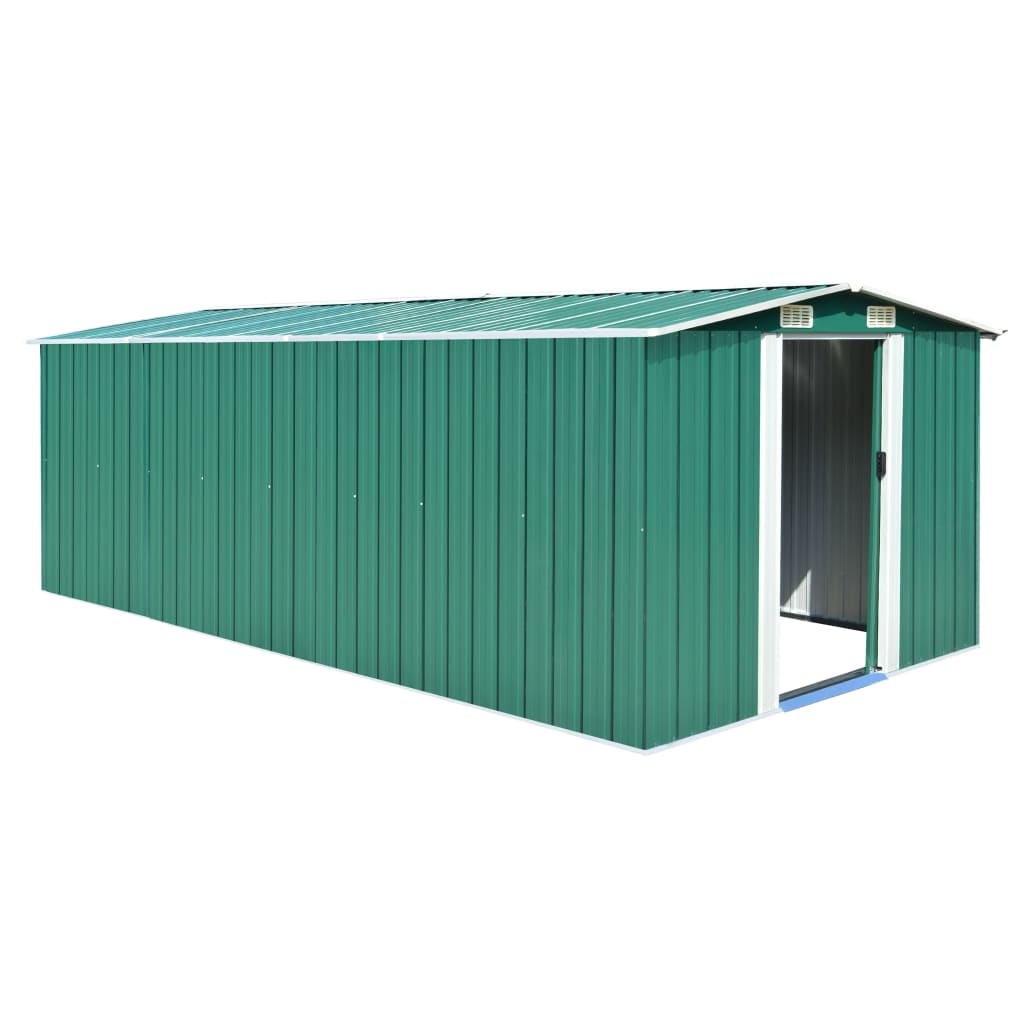 

vidaXL Garden Shed 101.2"x192.5"x71.3" Metal Green