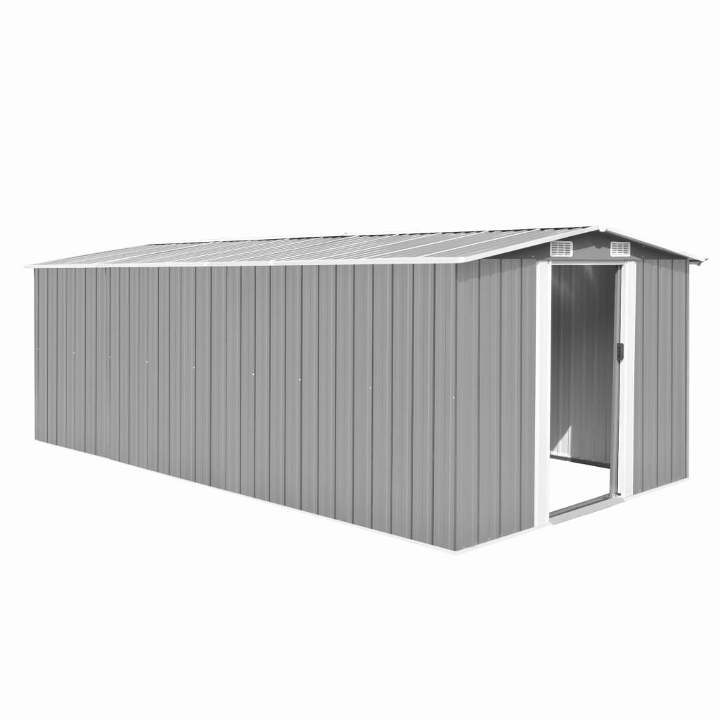 

vidaXL Garden Shed 101.2"x192.5"x71.3" Metal Gray
