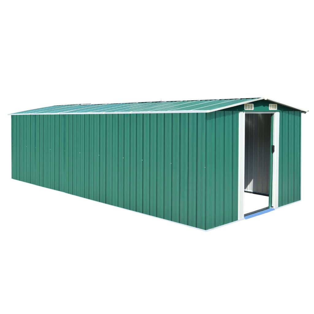 

vidaXL Garden Shed 101.2"x228.3"x71.3" Metal Green