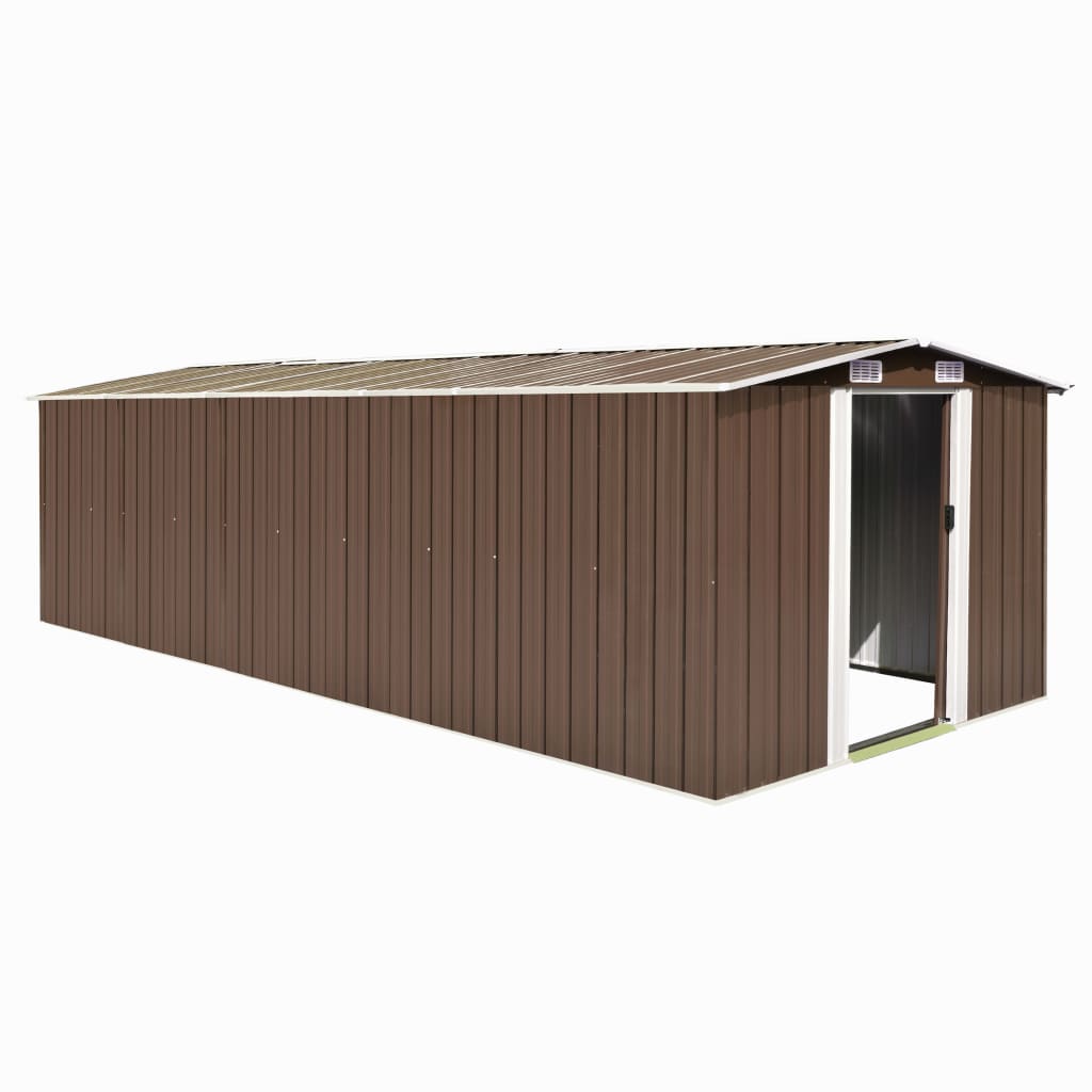 

vidaXL Garden Shed 101.2"x228.3"x71.3" Metal Brown