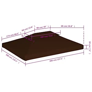 Dvojitá střecha na altán 310 g/m² 4 x 3 m hnědá - obrázek 6