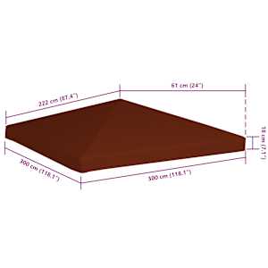 Střecha na altán 310 g/m² 3 x 3 m terakotová - obrázek 6