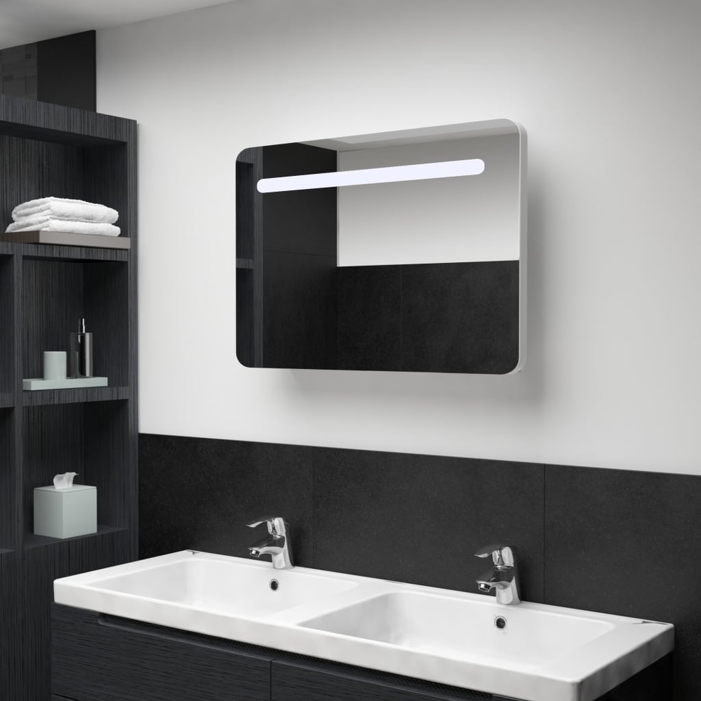 vidaXL Dulap de baie cu oglindă și LED, 80 x 9,5 x 55 cm 95