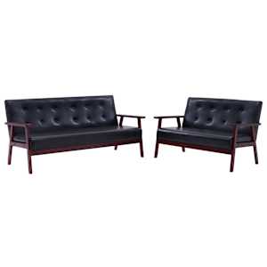 vidaXL diivanikomplekt, 2 tk, must, kunstnahk