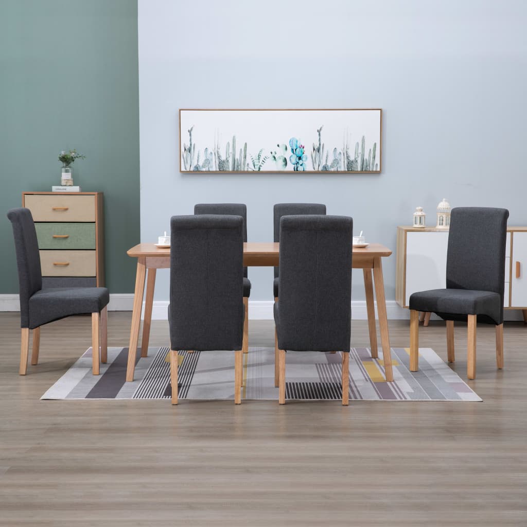 vidaXL Ruokapöydän tuolit 6 kpl harmaa kangas
