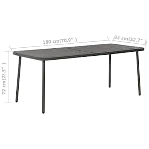 Zahradní stůl tmavě šedý 180 x 83 x 72 cm ocel - obrázek 6