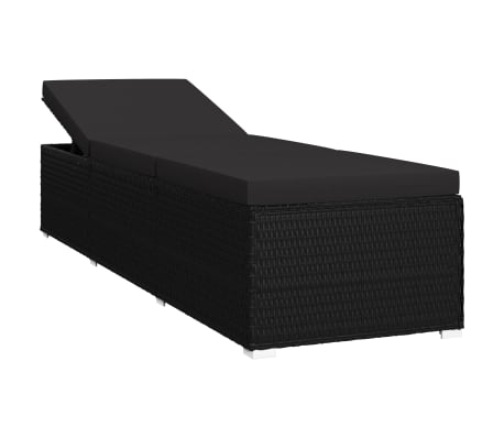 vidaXL liggestol med hynde polyrattan sort-picture