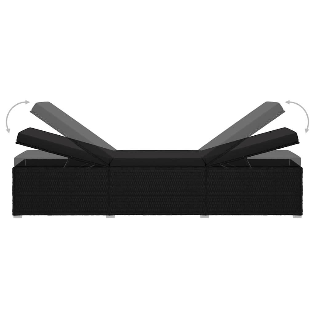 Dārza saulēšanās krēsli 3 pcs Melna Poliūtu rotangpalma