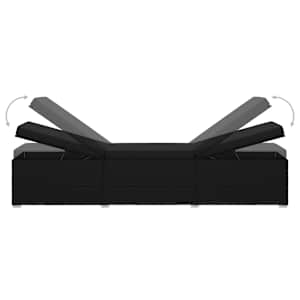 Zahradní ležáky s polštářem 3 pcs Černá Poly ratan - obrázek 12