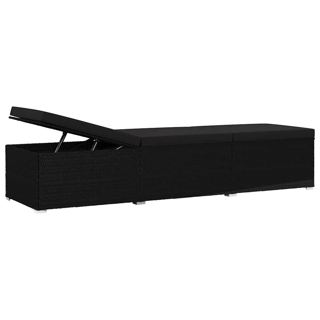 Dārza saulēšanās krēsli 3 pcs Melna Poliūtu rotangpalma