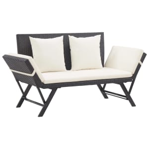 vidaXL aiapink patjadega 176 cm, must, pol&uuml;rotang