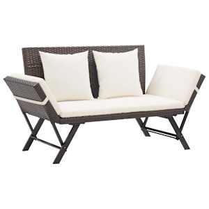 vidaXL aiapink patjadega 176 cm, pruun, pol&uuml;rotang