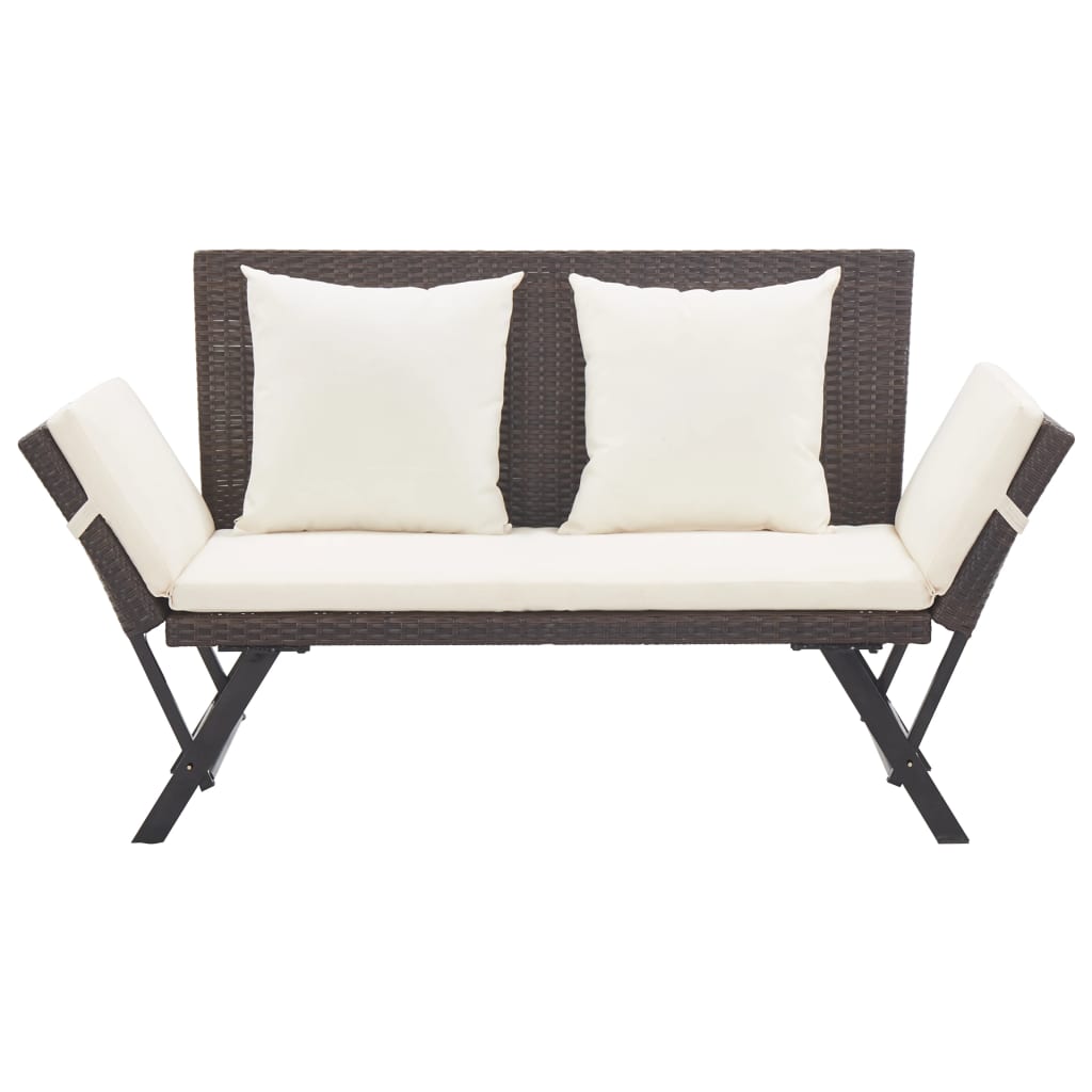vidaXL Tuinbank met kussens 176 cm poly rattan bruin afbeelding