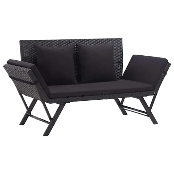 vidaXL aiapink patjadega 176 cm, must, pol&uuml;rotang