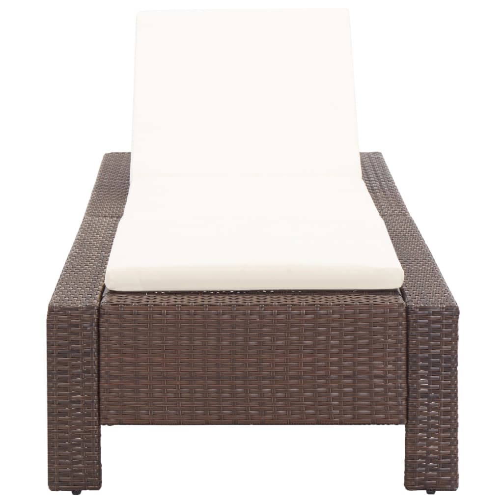 Patio Lounge Chair Outdoor Sunlounger Sunbed with Cushion Poly Rattan vidaXL - Picture 25 of 37