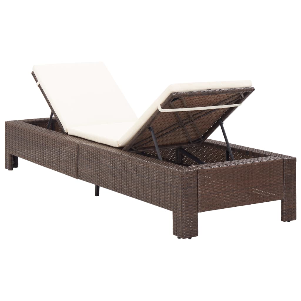 Patio Lounge Chair Outdoor Sunlounger Sunbed with Cushion Poly Rattan vidaXL - Picture 26 of 37