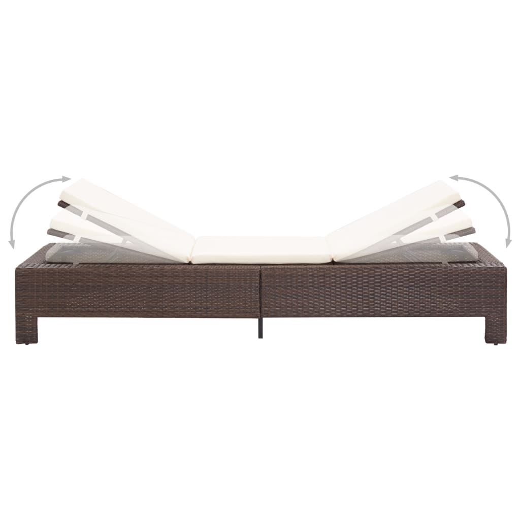 Patio Lounge Chair Outdoor Sunlounger Sunbed with Cushion Poly Rattan vidaXL - Picture 27 of 37