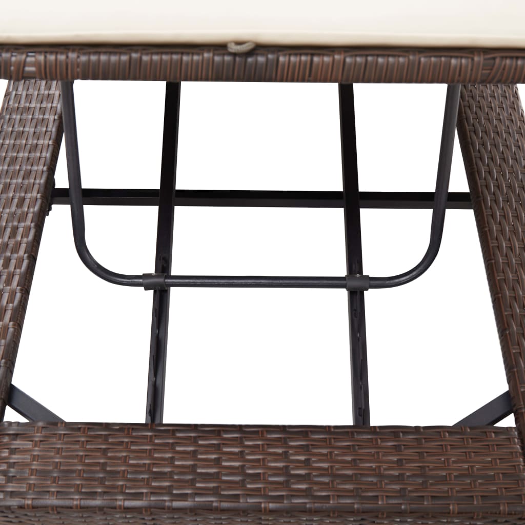 Patio Lounge Chair Outdoor Sunlounger Sunbed with Cushion Poly Rattan vidaXL - Picture 28 of 37