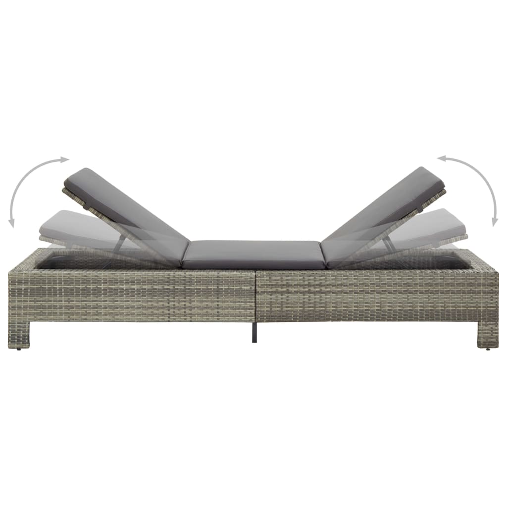 Patio Lounge Chair Outdoor Sunlounger Sunbed with Cushion Poly Rattan vidaXL - Picture 35 of 37