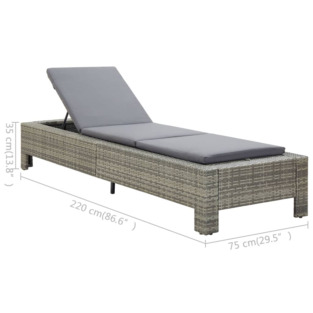 Patio Lounge Chair Outdoor Sunlounger Sunbed with Cushion Poly Rattan vidaXL - Picture 31 of 37