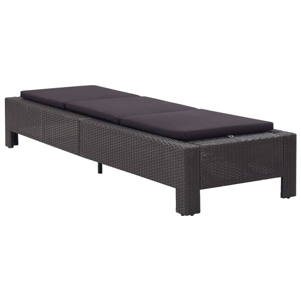 vidaXL Ligbed met kussen poly rattan zwart afbeelding