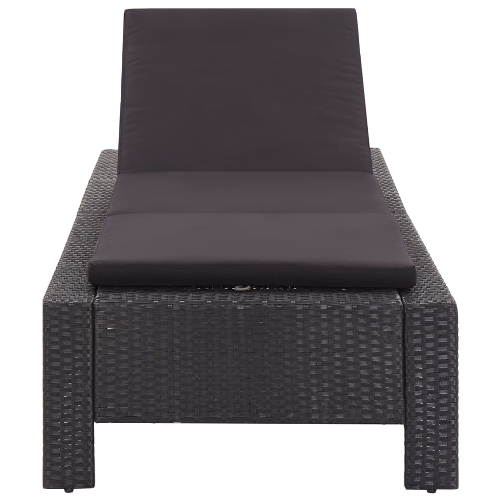 Patio Lounge Chair Outdoor Sunlounger Sunbed with Cushion Poly Rattan vidaXL - Picture 9 of 37