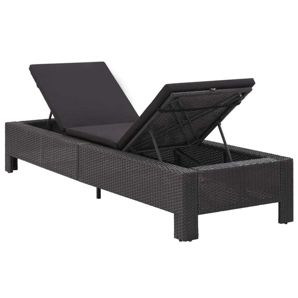 Patio Lounge Chair Outdoor Sunlounger Sunbed with Cushion Poly Rattan vidaXL - Picture 10 of 37