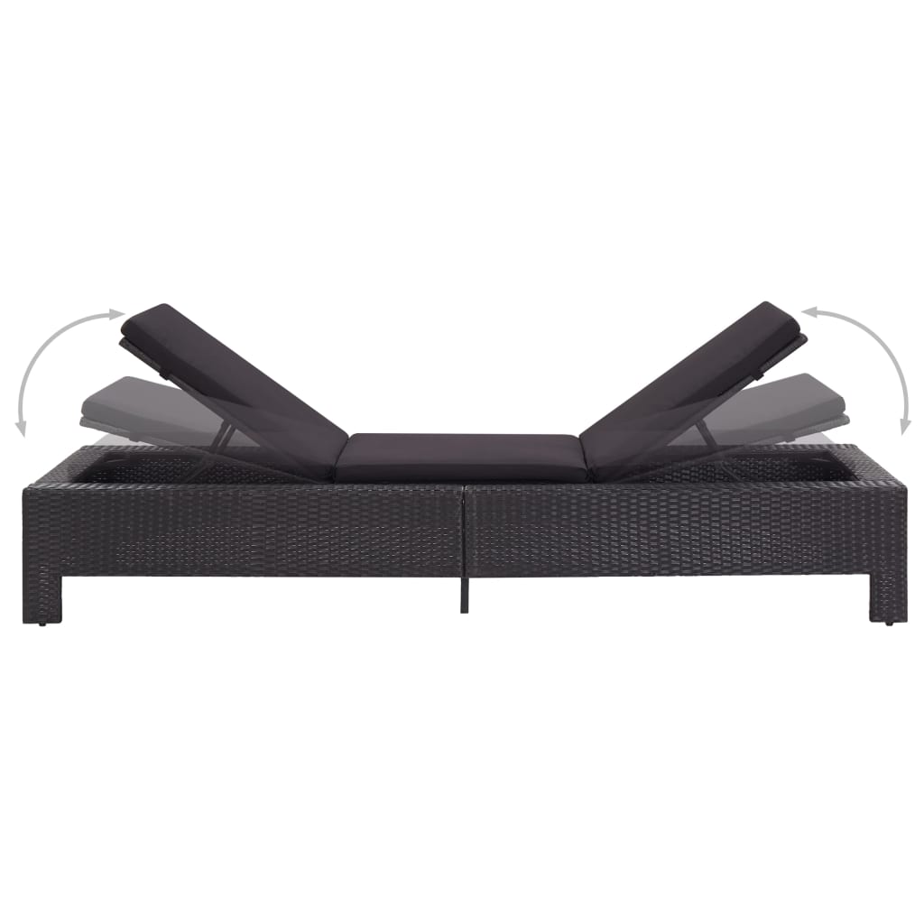 Patio Lounge Chair Outdoor Sunlounger Sunbed with Cushion Poly Rattan vidaXL - Picture 11 of 37