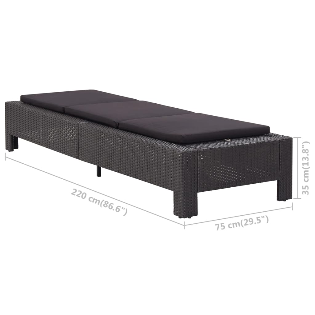 Patio Lounge Chair Outdoor Sunlounger Sunbed with Cushion Poly Rattan vidaXL - Picture 7 of 37