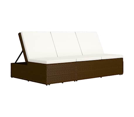 vidaXL Sonnenliege mit Auflage Poly Rattan Braun