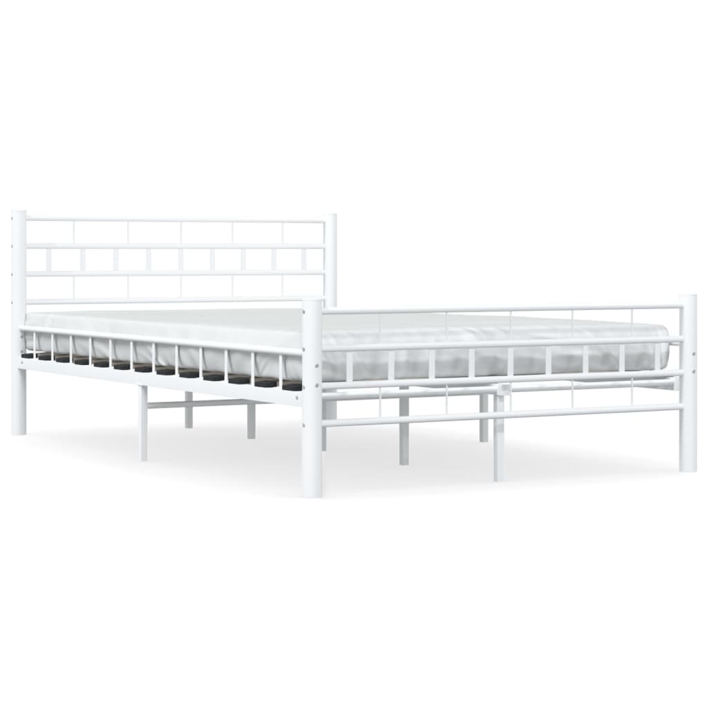 vidaXL Cadru de pat, alb, 140 x 200 cm, metal de la vidaxl imagine noua