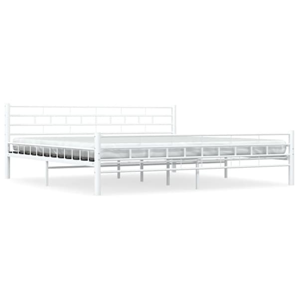 vidaXL voodiraam, valge, metall, 200 x 200 cm