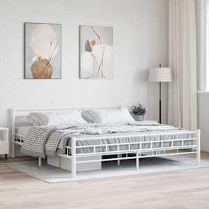 vidaXL voodiraam, valge, metall, 200 x 200 cm