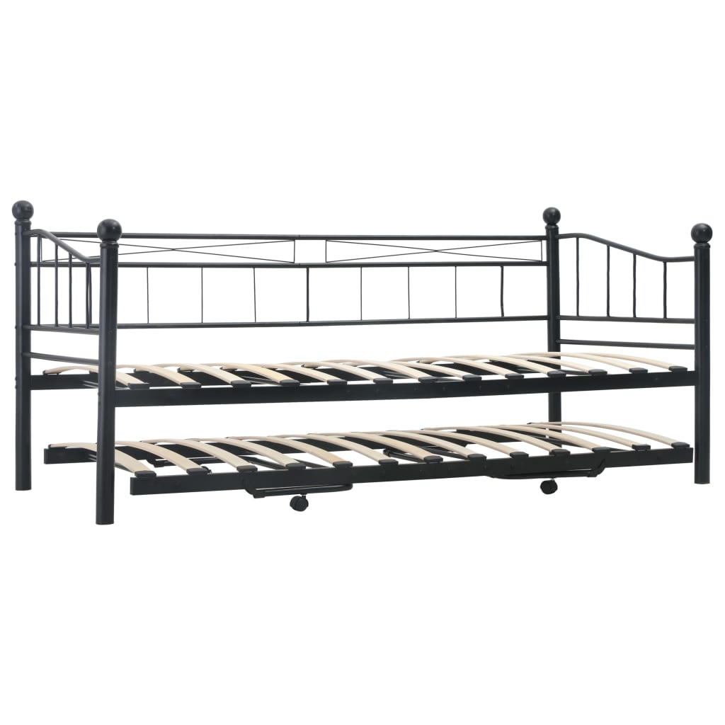 Cadru de pat, negru, 180x200/90x200 cm, oțel