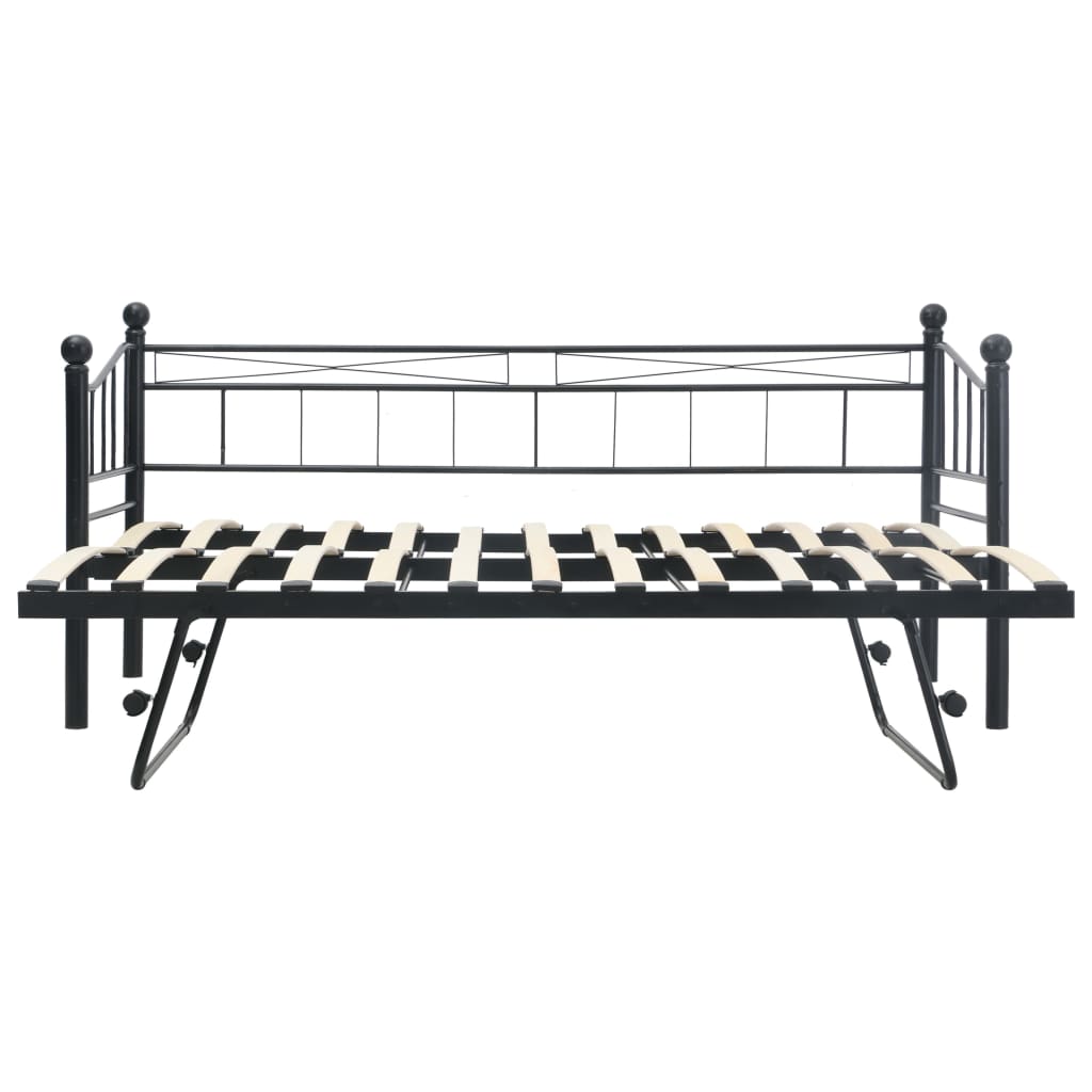 Cadru de pat, negru, 180x200/90x200 cm, oțel