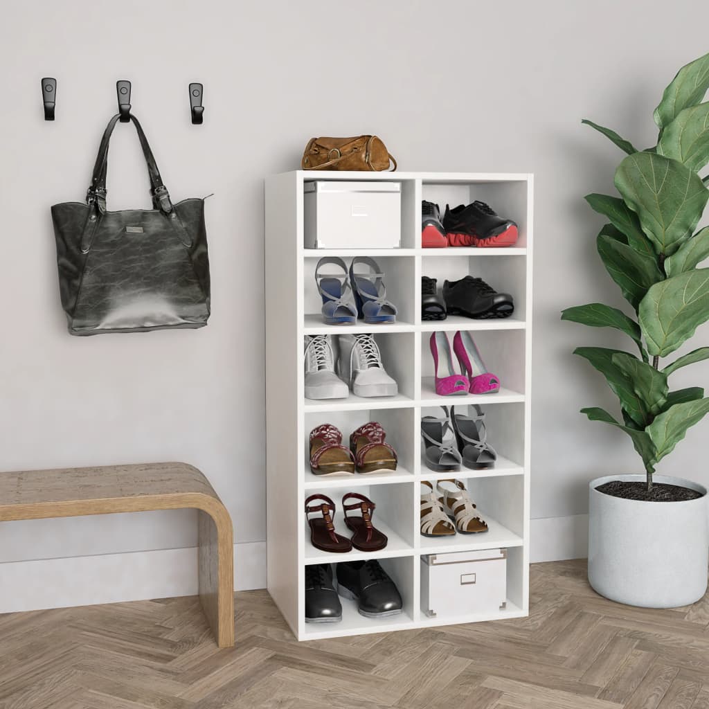 vidaXL P�ka na buty, bia�a, 54x34x100,5 cm, materia� drewnopochodny