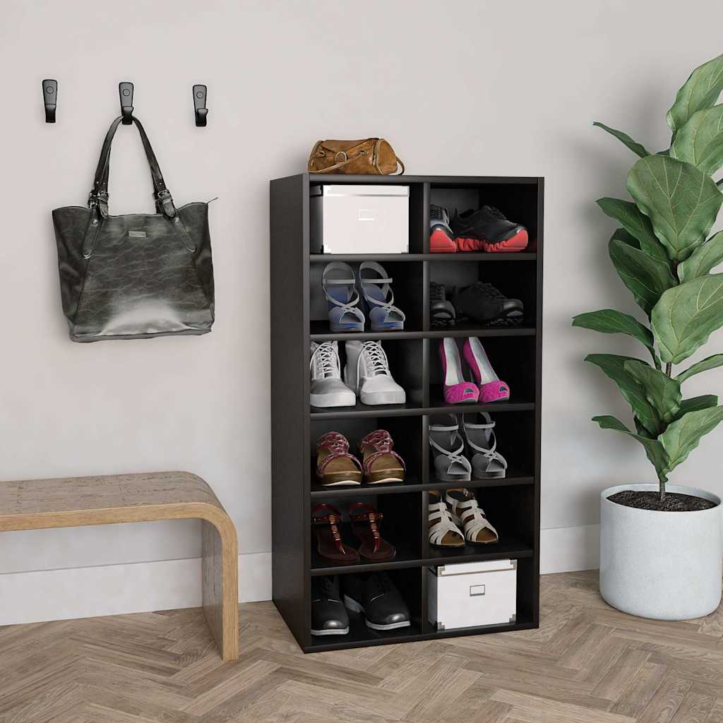 vidaXL P�ka na buty, czarna, 54x34x100,5 cm, materia� drewnopochodny