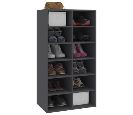 vidaXL Shoe Rack Gray 21.3"x13.4"x39.6" Engineered Wood