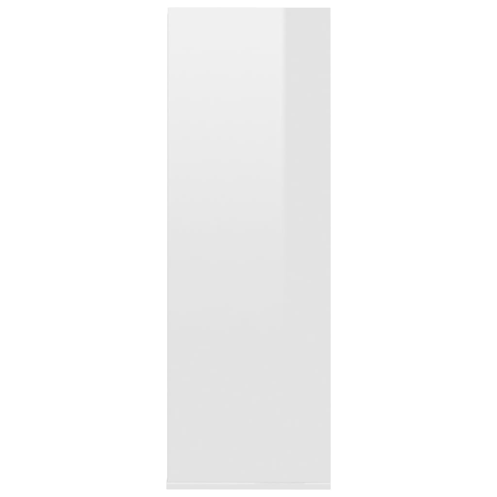 Magasfényű fehér szerelt fa cipőtartó 54 x 34 x 100,5 cm 