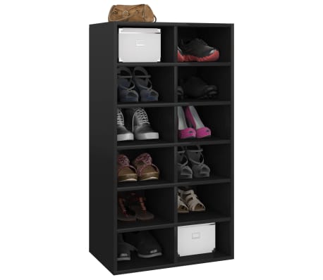 vidaXL Lentyna batams, juodos spalvos, 54x34x100,5cm, mediena, blizgi