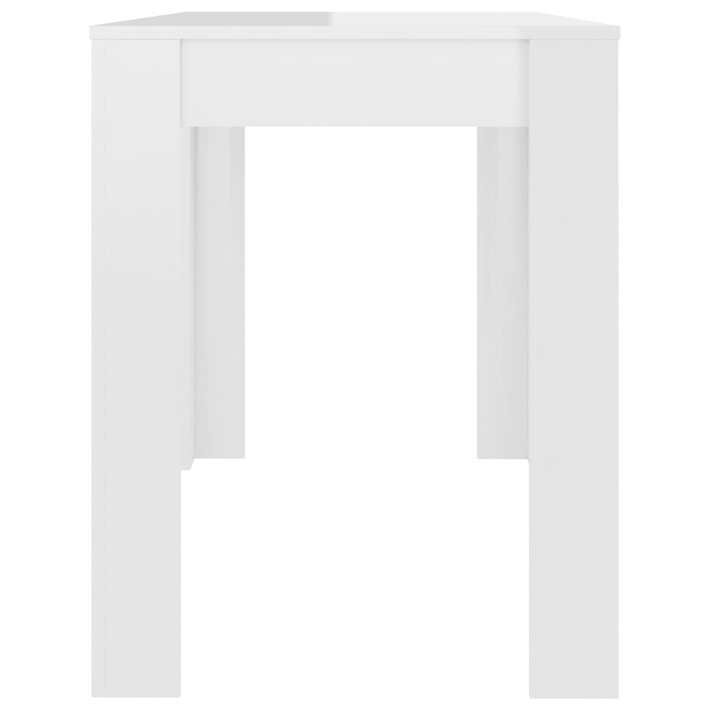 Magasfényű fehér forgácslap étkezőasztal 120 x 60 x 76 cm 