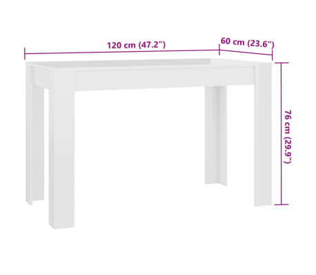 Vidaxl Esstisch Hochglanz Weiss 120 X 60 X 76 Cm Spanplatte Vidaxl De