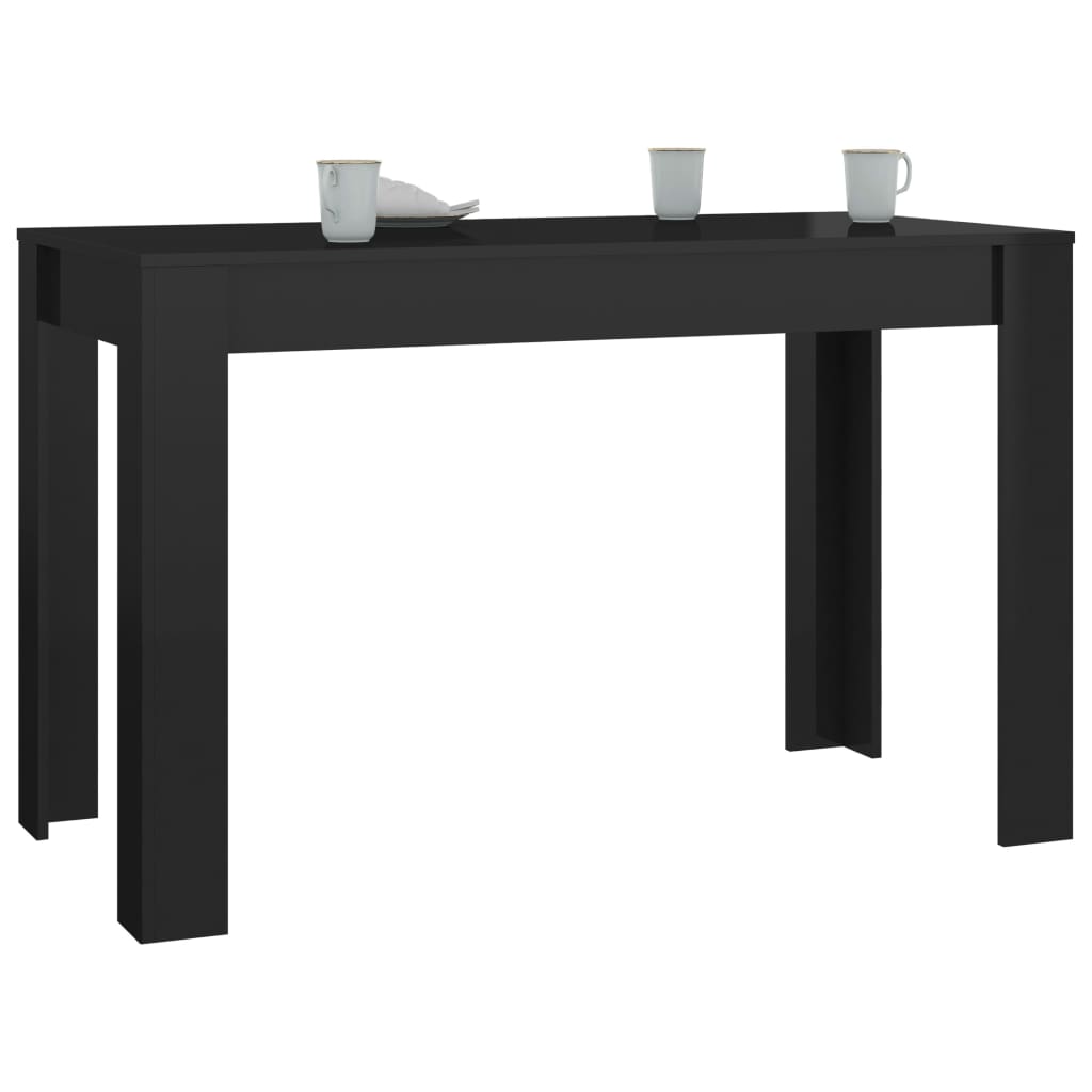 vidaXL Valgomojo stalas, juodos sp., 120x60x76cm, MDP, labai blizgus