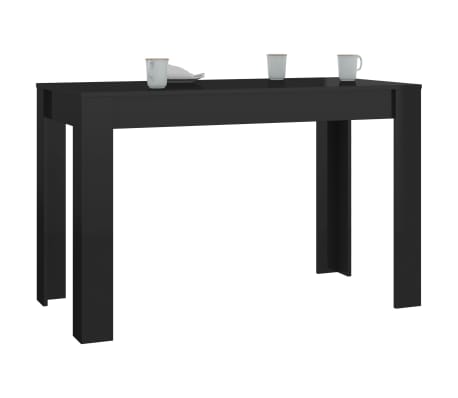 vidaXL Valgomojo stalas, juodos sp., 120x60x76cm, MDP, labai blizgus