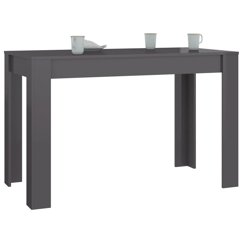 

vidaXL Eettafel 120x60x76 cm spaanplaat hoogglans grijs