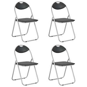 Zložljivi jedilni stoli 4 kosi črno umetno usnje